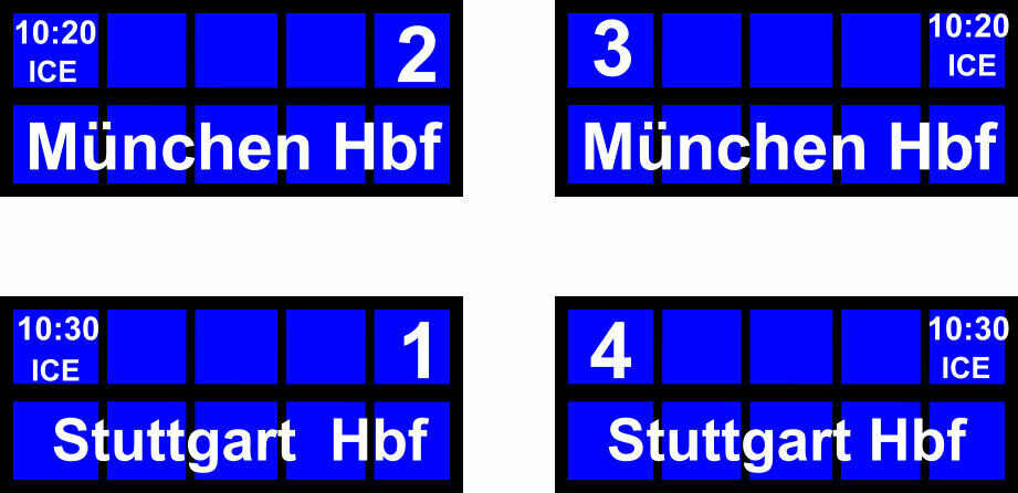 Zugzielanzeiger 6 Stück DB N | Bahnsteig | Bahnhof |1:160 |ICE Stuttgart München Kopie
