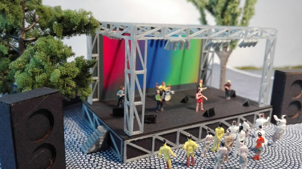 Rockkonzert | Bühne | Spur N 1:160 | Lasercut | Bausatz Open Air Festival